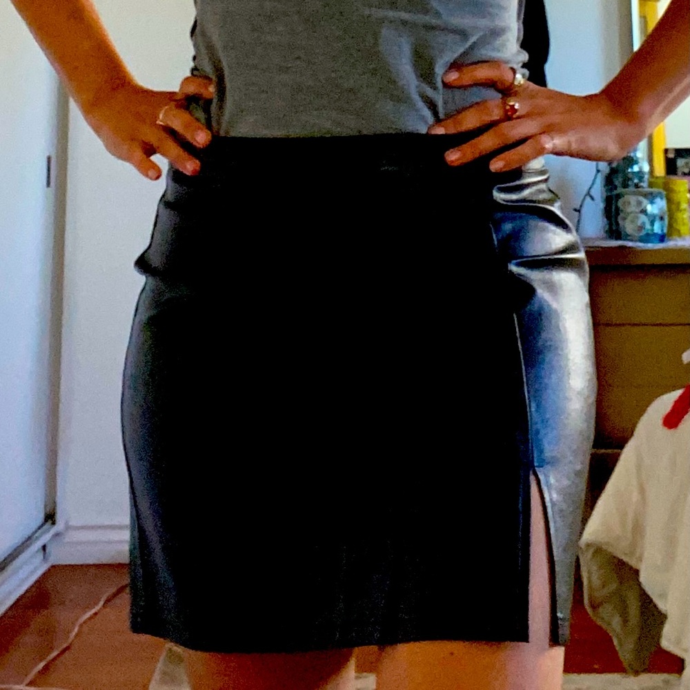NWT Black Feux Leather Skirt